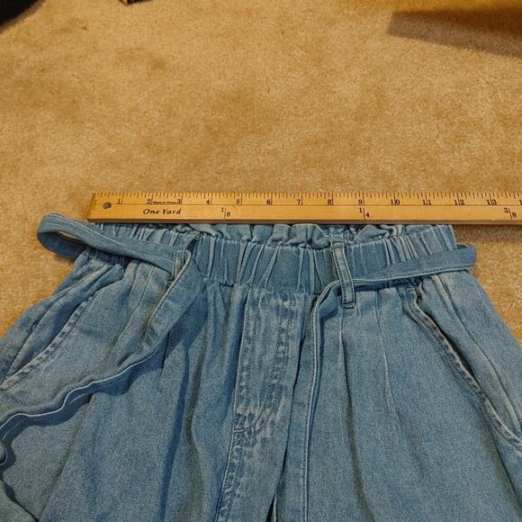American Eagle Outfitters AEO Size XS Extra Small Paper Bag Blue Shorts Pockets - Picture 4 of 9